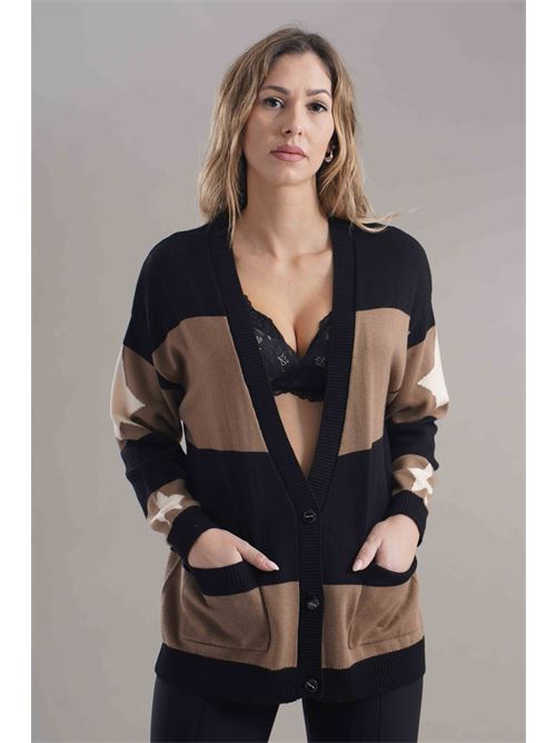 Cardigan con stampa Try Me | 5035BLACK/MOU